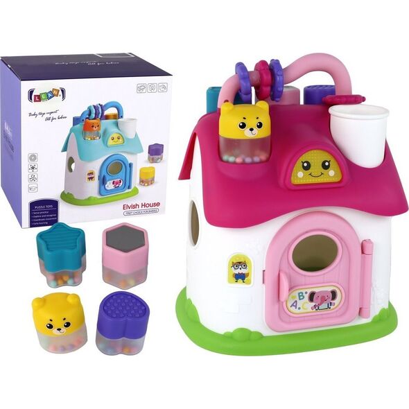 LeanToys Domek Sorter Interaktywny Różowy Puzzle Edukacyjny 14214818 5905515355858