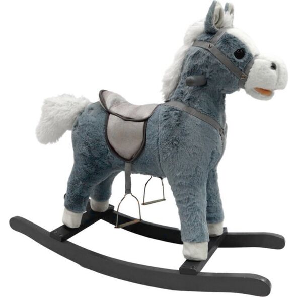 LeanToys Koń Na Biegunach 74 cm Dźwięki Szary 14217552 5905679071090