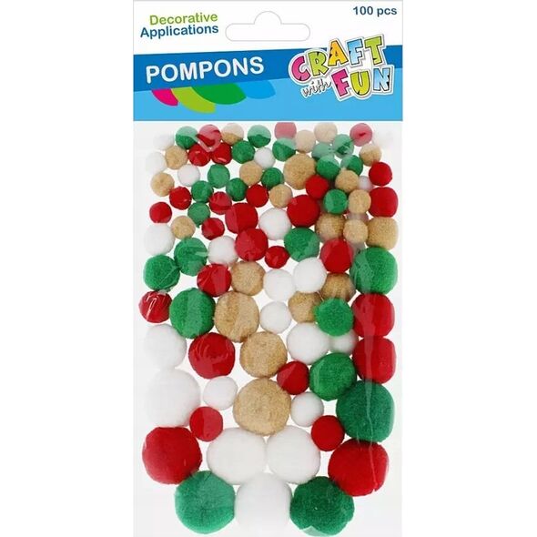 Craft with Fun OZDOBA DEK POMPON 100SZT/4KOL MIX CF PBH 12/144 14222987 5905523635959