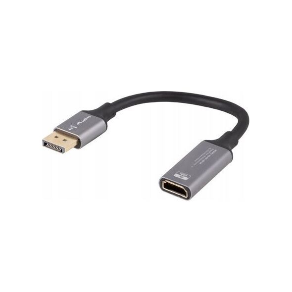 Lanberg Kabel adapter Lanberg Displayport (M) -> HDMI (F) 8K na kablu 20cm srebrny
