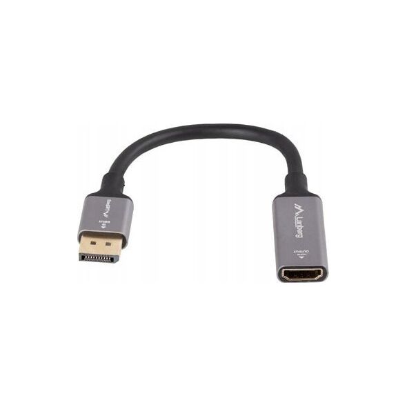 Lanberg Kabel adapter Lanberg Displayport (M) -> HDMI (F) 4K na kablu 20cm srebrny