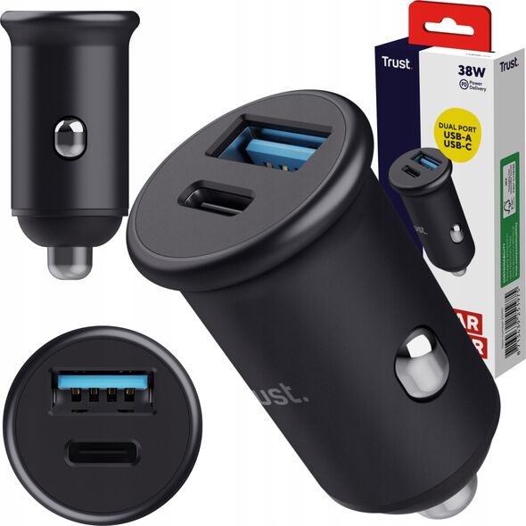 Ładowarka Trust TRUST autonabíječka MAXO 38W, 1x USB-C, 1x USB