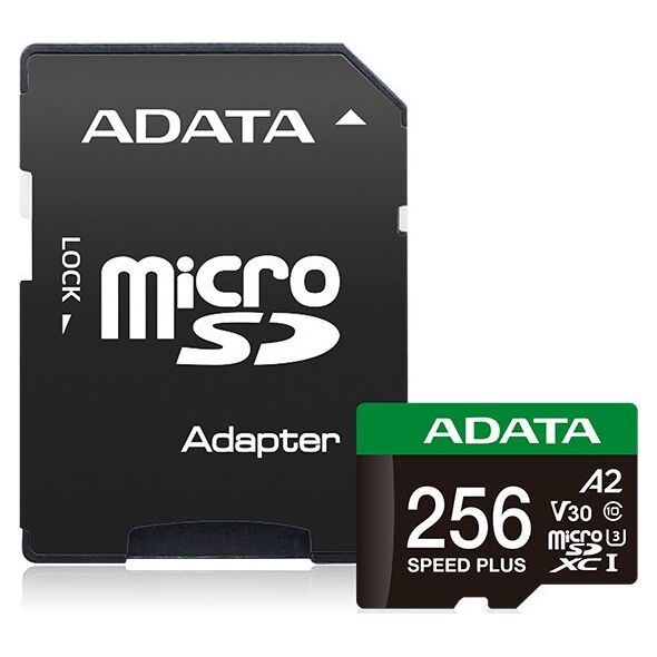 Karta ADATA Speed Plus MicroSDXC 256 GB Class 3 UHS-I/U3 A2 V30 (UD256GUI3V30A2SP-RA1)