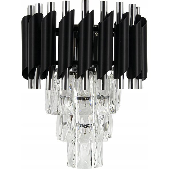 Kinkiet Mdeco Elem Toledo 6260/1 8C BL kinkiet lampa ścienna 1x60W E27 chrom/czarny 14120998 5907737335021