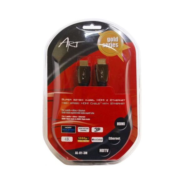 Kabel Art HDMI - HDMI 3m czarny (AL-01-3M) 507007 5907078655635