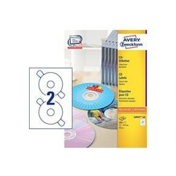 Avery Zweckform Etykiety na CD 117mm 100 arkuszy (L6043-100) 709698 4004182036549