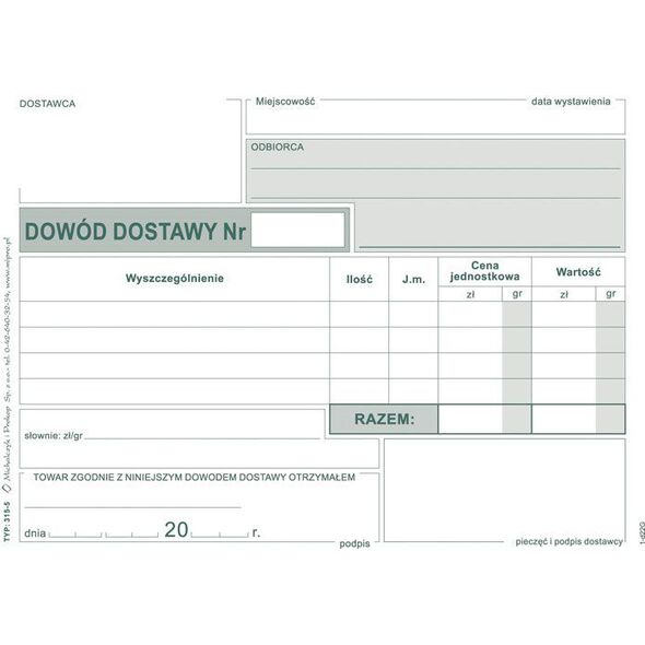 Michalczyk & Prokop Dowód dostawy A5 80 kartek samokopiujący (315-3) 710527 5906858001747