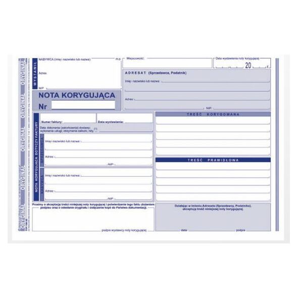 Michalczyk & Prokop Nota korygująca A5 80 kartek (108-3E) 710592 5906858000825