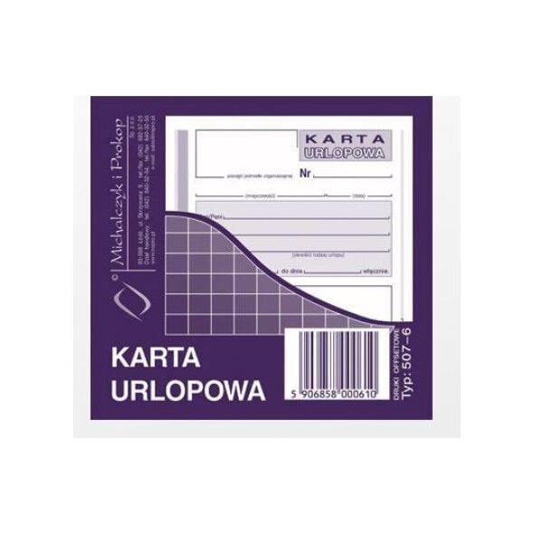 Michalczyk & Prokop Karta urlopowa 2/3 A6 40kartek (507-6) 710583 5906858000610