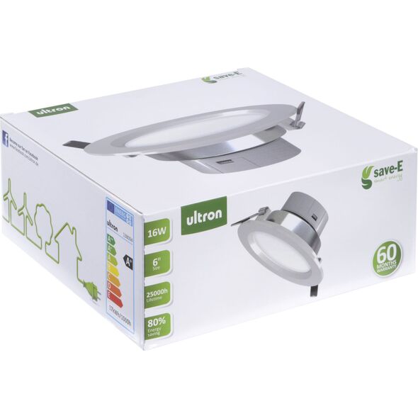 Ultron Żarówka LED, Sufitowe, 16W, 900lm, 4000K, biała ciepła (138094) 791610 4040895380944