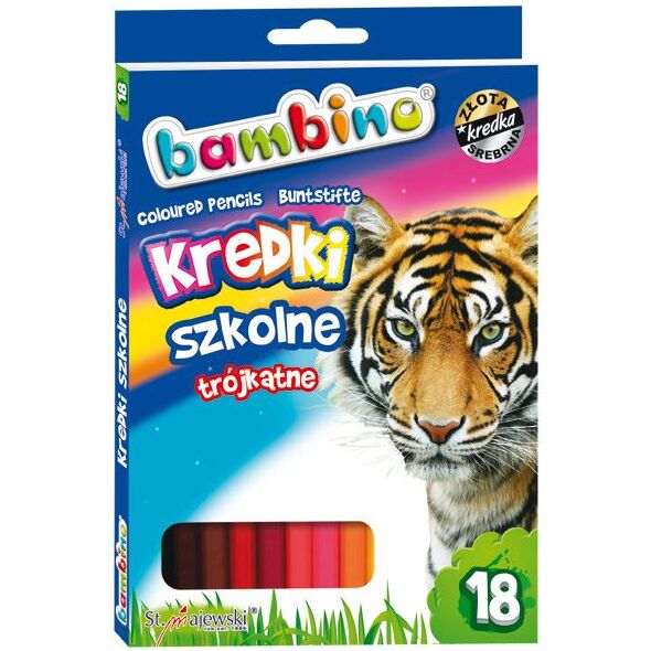 St. Majewski Kredki szkolne trójkątne, 18 kolorów, licencja BAMBINO 878800 5903235002670