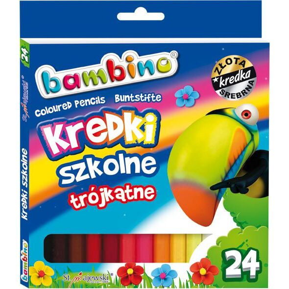 St. Majewski Kredki szkolne trójkątne, 24 kolory, licencja BAMBINO 878822 5903235002076