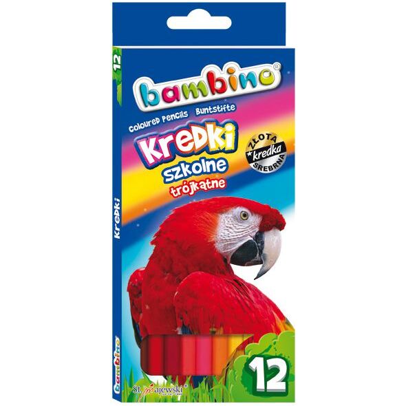 St. Majewski Kredki szkolne trójkątne, 12 kolorów, licencja BAMBINO 878862 5903235002038