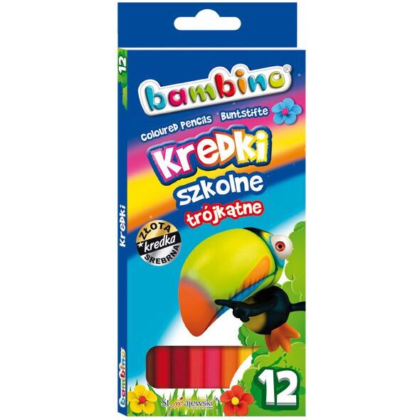 St. Majewski Kredki szkolne trójkątne, 12 kolorów, licencja BAMBINO 878862 5903235002038