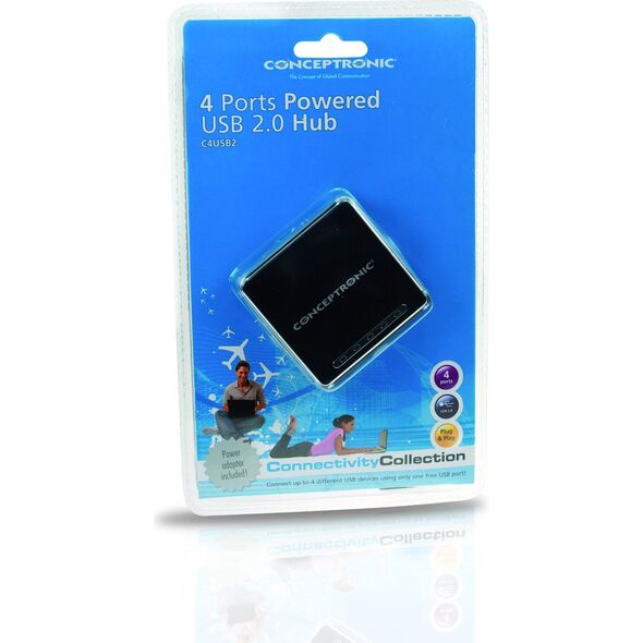 HUB USB Conceptronic 4 porty USB Czarny (C4PUSB2) 940597 8714909019156