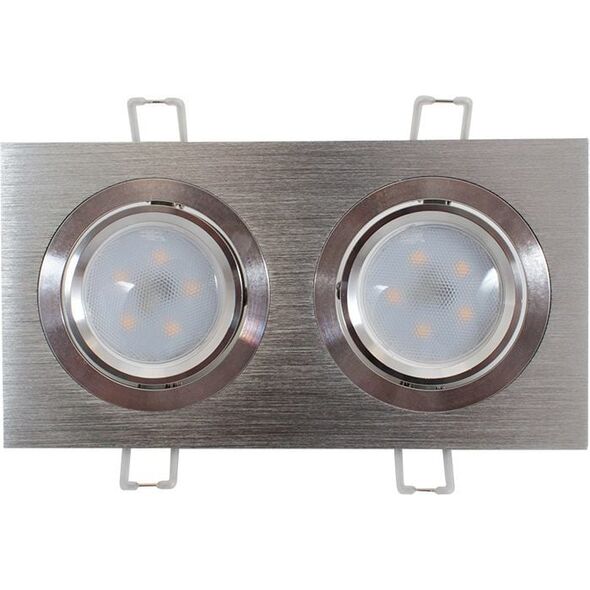 Abilite OPRAWKA+ŻARÓWKA PODWÓJNA SREBRNA KWADRAT ABILITE GU10 B.CIEPŁY kąt św. 120Â° 230V/9,6W (5901583547386) 935905 5901583547386