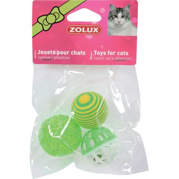 Zolux Zabawki dla kota 3 piłki różne 4 cm 1104539 3336025801252