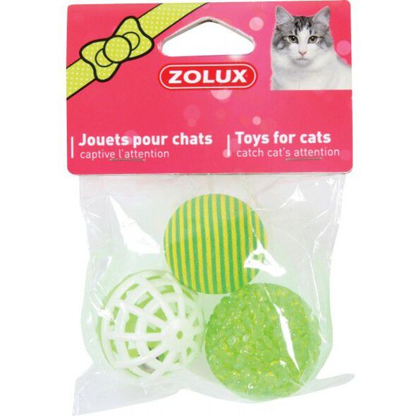 Zolux Zabawki dla kota 3 piłki różne 4 cm 1104539 3336025801252