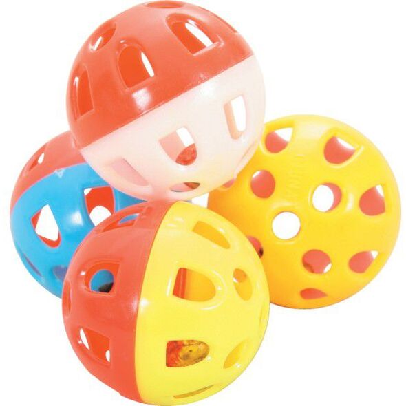 Zolux Zabawki dla kota - zestaw 4 kul z dzwonkami 4 cm 1104545 3336025801337