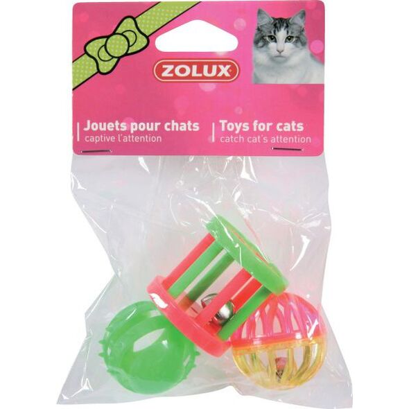 Zolux Zabawka dla kota - zestaw 3 zabawek różnych 4 cm 1104553 3336025801344
