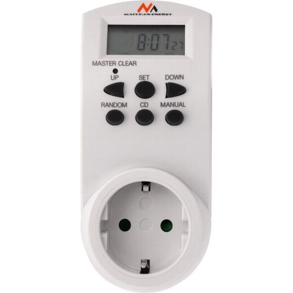 Maclean Timer cyfrowy MCE05G - Czasomierz Czasomierz - programator cyfrowy, niemieckie gniazdo 1241095 5903292801315