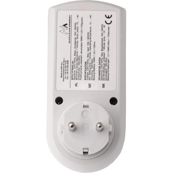 Maclean Timer cyfrowy MCE05G - Czasomierz Czasomierz - programator cyfrowy, niemieckie gniazdo 1241095 5903292801315