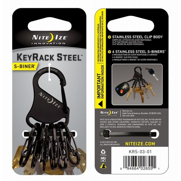 Breloczek Nite Ize KeyRack + 6x micro karabińczyk stal nierdzewna czarny (KRS-03-01) 1682647 94664026551
