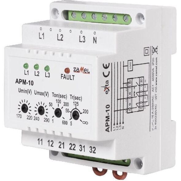 Zamel Automatyczny przełącznik faz 16A 230V/3x400V+N APM-10 (EXT10000202) 1810398 5903669072324