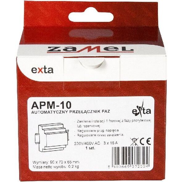 Zamel Automatyczny przełącznik faz 16A 230V/3x400V+N APM-10 (EXT10000202) 1810398 5903669072324