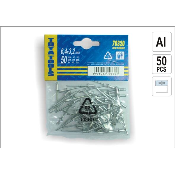 Vorel Nity aluminiowe 6,4x4,0mm 50szt. (70400) 3018197 5906083704000