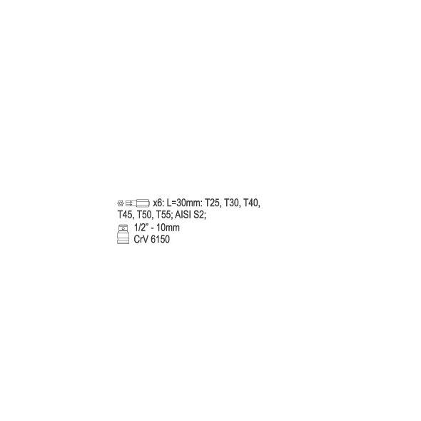 Yato Końcówki wkrętakowe Torx security T25-T55x30mm 7szt. YT-0416 3021584 5906083904165