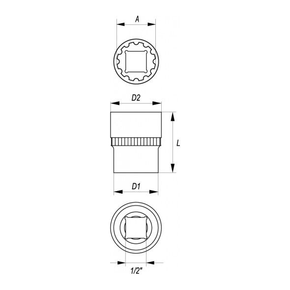 Yato Nasadka Spline 1/2" 17mm (YT-1469) 3022002 5906083914690