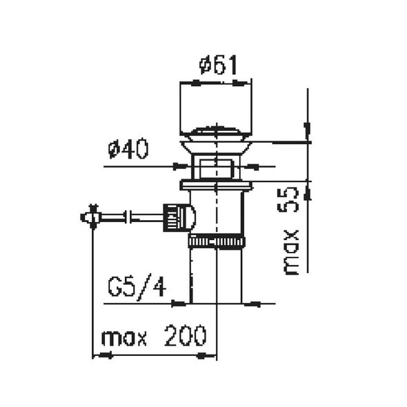 KFA Korek automatyczny z cięgnem 5/4" mały chrom (660-054-00) 3036118 5907571660013