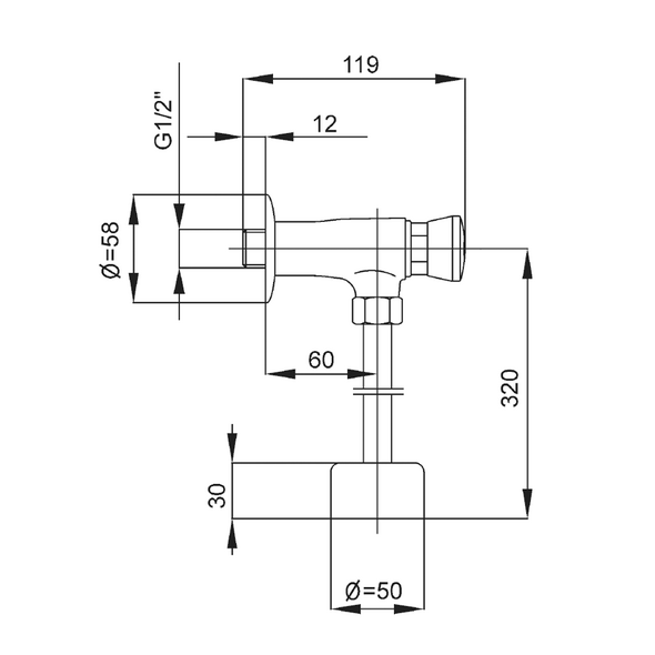KFA Zawór pisuarowy z otwarciem czasowym 1/2" (183-000-00) 3036354 5907571180023