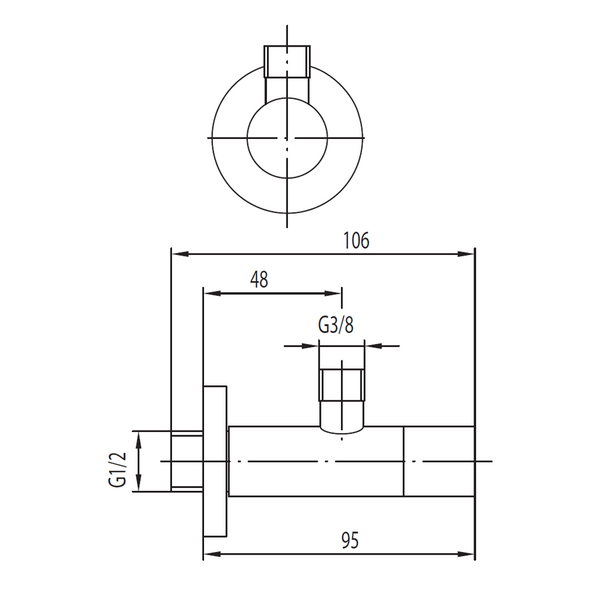 KFA Zawór kątowy uchwyt walec 1/2"x3/8"  (244-040-00) 3036391 5907571240123