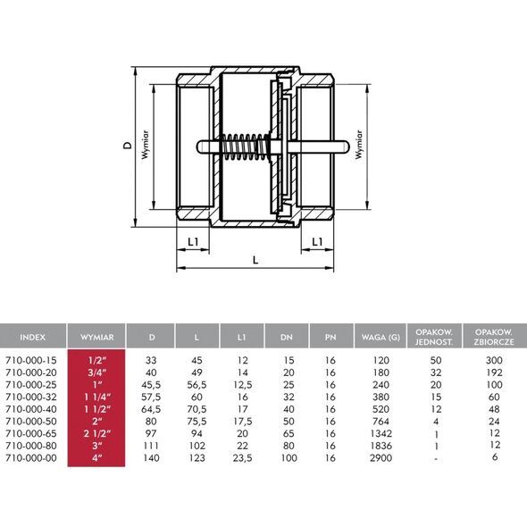 KFA Zawór zwrotny 1/2" 710-000-15 3036477 5907571710015