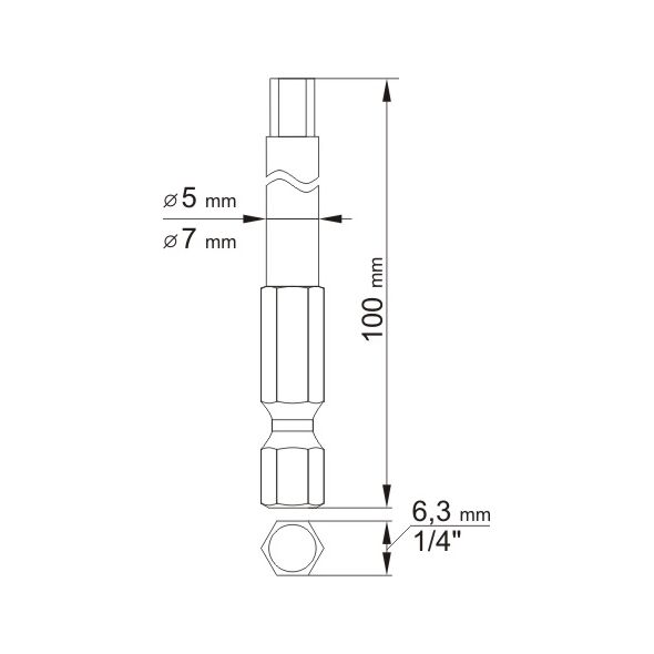 Yato Końcówki wkrętakowe Hex tamperproof 4x100mm 6x100mm 1/4 2szt. (YT-0495) 3039610 5906083904950