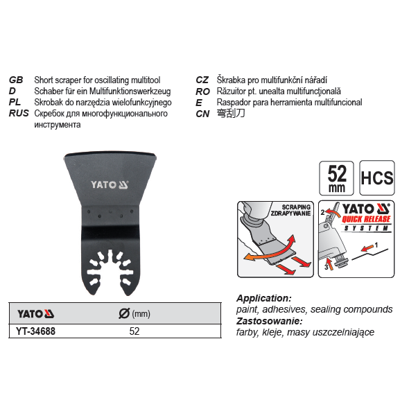 Yato Skrobak do narzędzia wielofunkcyjnego 52mm YT-34688 3069868 5906083346880