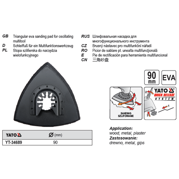 Yato Stopa szlifierska do narzędzia wielofunkcyjnego 90mm YT-34689 3069869 5906083346897