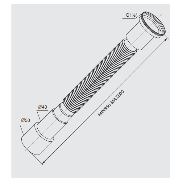 Syfon Rawiplast Złącze uniwersalne rozciągane 6/4”x40/50 L-350-800mm (B311) 3076651 6416931006105