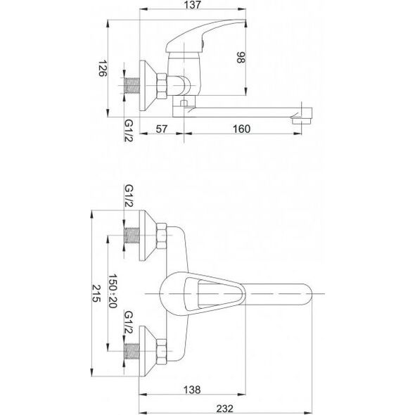 Bateria umywalkowa Hydroland Atut ścienna chrom (5900308734964) 3076661 5900308742143