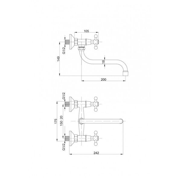 Bateria kuchenna Hydroland Retro ścienna chrom (B204) 3076719 5900238565195