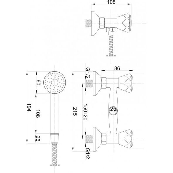 Bateria prysznicowa Hydroland Standart chrom (B107) 3076726 5900238565157