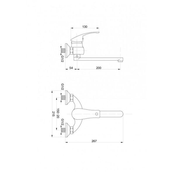Bateria umywalkowa Hydroland Vena ścienna chrom (5900308734629) 3076734 5900308734629