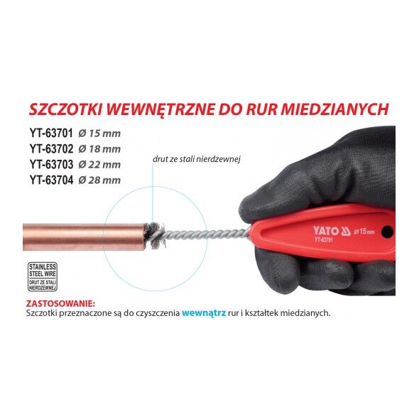 Yato Szczotka wewnętrzna do rur miedzianych Ø=18mm (YT-63702) 3089172 5906083637025