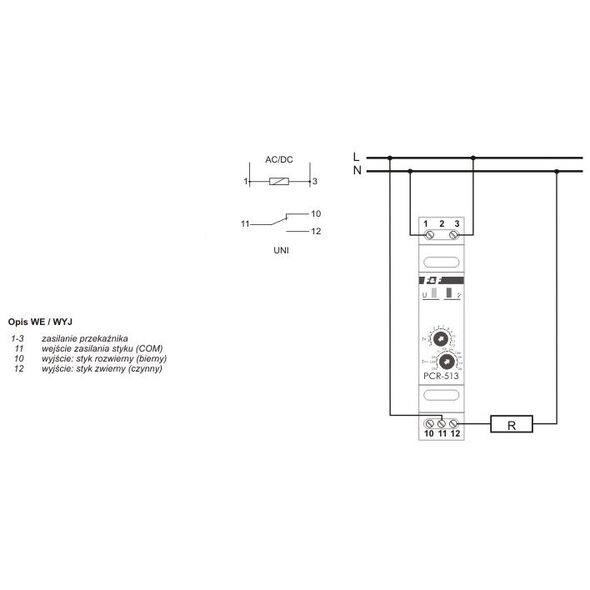 F&F Przekaźnik czasowy jednofunkcyjny 12-264V 10A - PCR-513 UNI 3115414 5908312591375