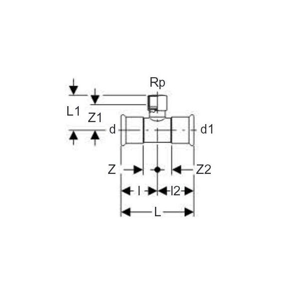 Geberit Trójnik MAPRESS C-STAHL 28mm x GW 1/2" - 21309 3123498 4024723213093
