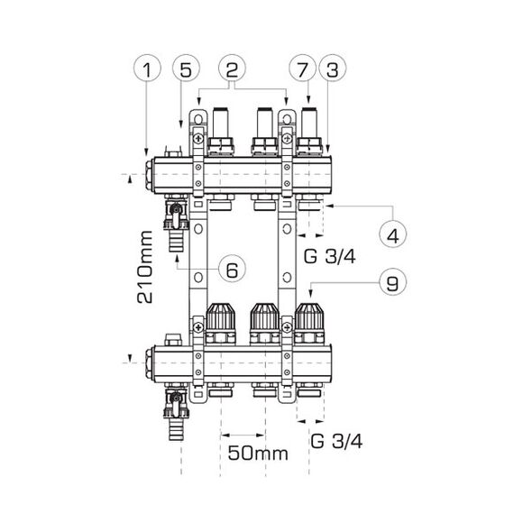 Ferro Rozdzielacz typ RZP1 3-drogowy 1" - RZP03S 3157577 5901095680083