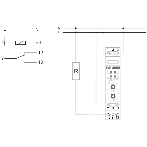 F&F Przekaźnik napięciowy jednofazowy 16A 230V - CP-710 3167371 5908312597100