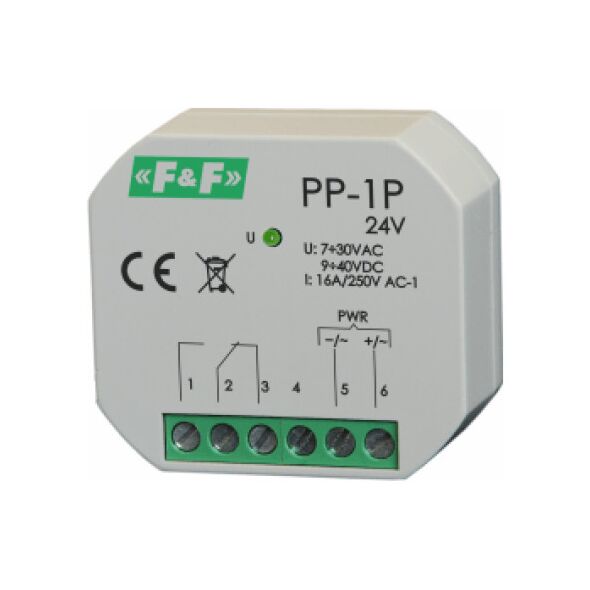 F&F Przekaźnik elektromagnetyczny 1P 16A P/T - PP-1P 24V 3167404 5900003160662